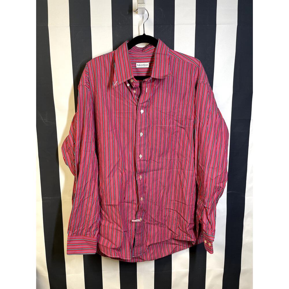 BULLOCK & JONES Stripe Cotton Long Sleeve Button Down Dress Shirt Men's XXL